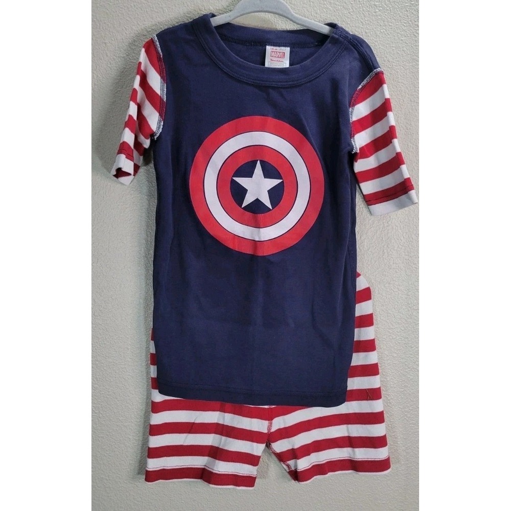 Marvel‎ Captain America Pajama Set Hanna Andersson Organic Cotton Size 6-7